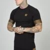 SikSilk Elastic Cuffed- T-Shirt Print - Black