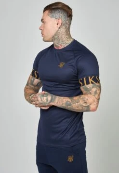 SikSilk Short Sleeve Dynamic Tech - T-Shirt Print - Navy -Herenkledingwinkel 230eb1f2a58d4524a1d8c7267b1bbd0e