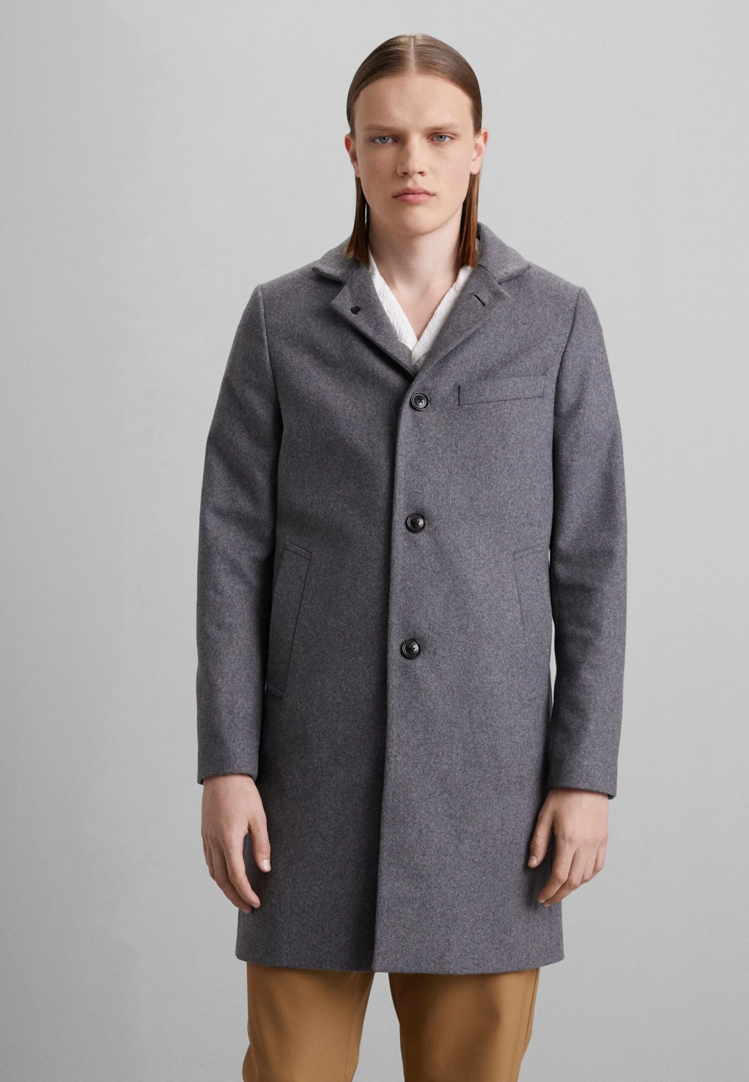 J.Lindeberg Holger Melton Coat - Mantel - Mid Grey Melange 1 J.Lindeberg Holger Melton Coat - Mantel - Mid Grey Melange