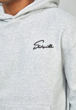SikSilk Script Embroidery- Hoodie - Grey Marl -Herenkledingwinkel 5b75a3b19add468cb15ccf9258182333