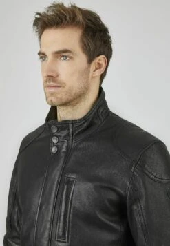 Bugatti Mit Abdeckleiste Und Stehkragen - Leren Jas - Schwarz -Herenkledingwinkel 6438c4ac1c664d6ea1e43f6b2aafee5c