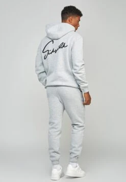SikSilk Script Embroidery- Hoodie - Grey Marl -Herenkledingwinkel 68ee5bf78a36479cb4371f35acceb5ef