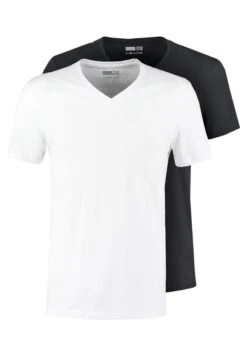 Pier One 2 Pack - T-Shirt Basic - White/Black -Herenkledingwinkel 7f713aa7d0cf4680ab0acb77eb634838
