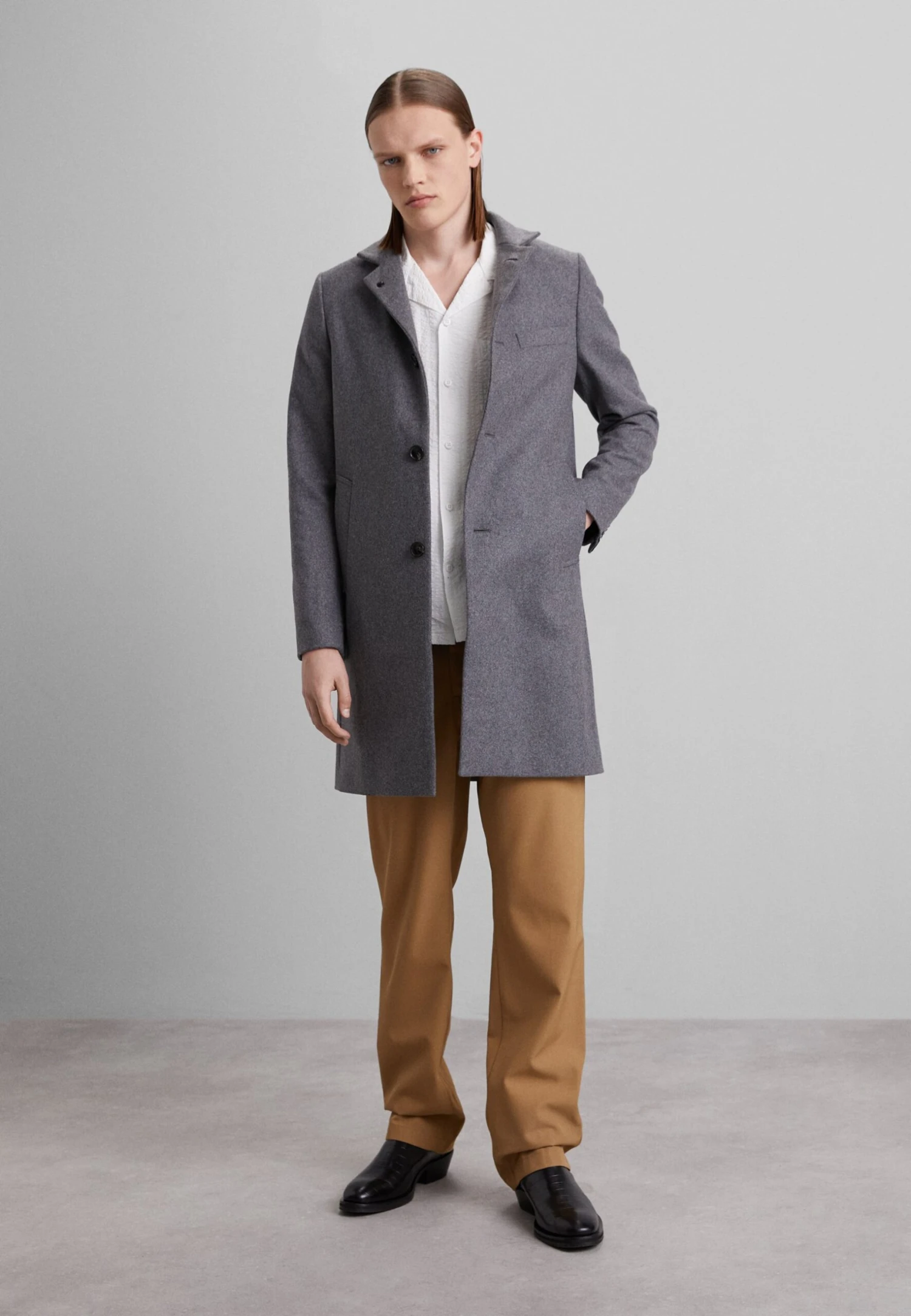 J.Lindeberg Holger Melton Coat - Mantel - Mid Grey Melange 2 J.Lindeberg Holger Melton Coat - Mantel - Mid Grey Melange - Afbeelding 2