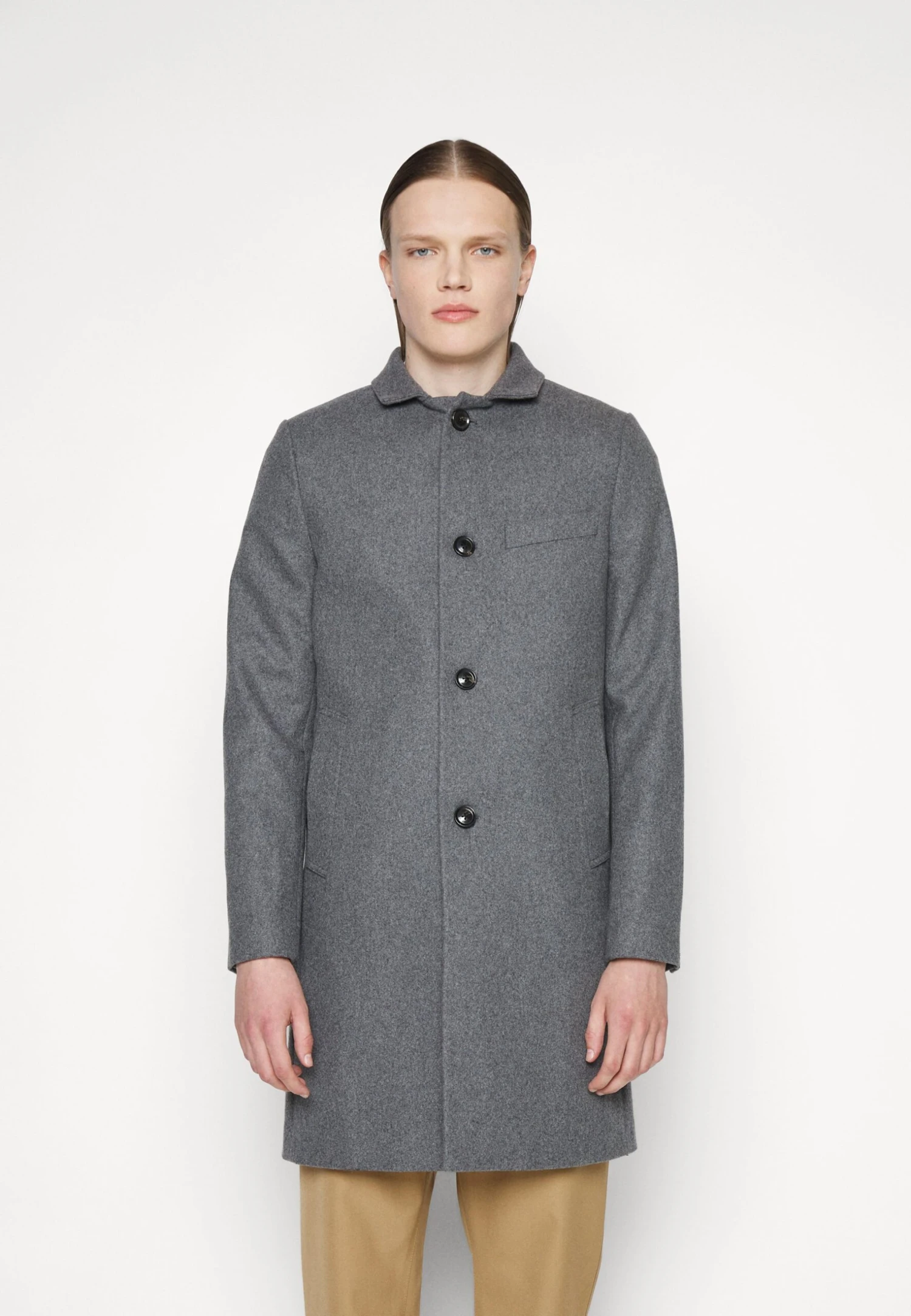 J.Lindeberg Holger Melton Coat - Mantel - Mid Grey Melange 3 J.Lindeberg Holger Melton Coat - Mantel - Mid Grey Melange - Afbeelding 3