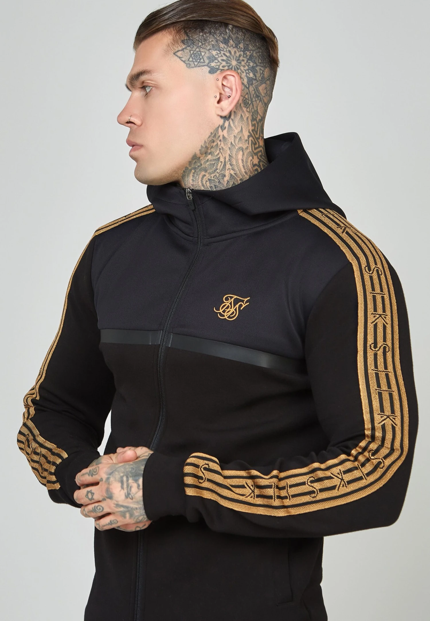SikSilk Tape Zip Thru - Sweater Met Rits - Black 4 SikSilk Tape Zip Thru - Sweater Met Rits - Black - Afbeelding 4