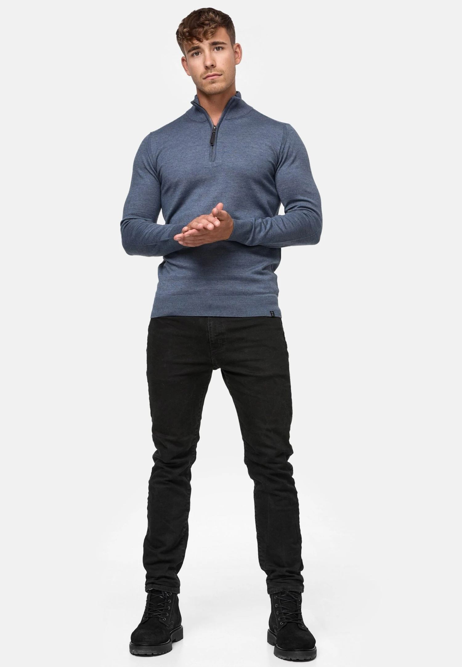 Indicode Jeans Gore - Trui - China Blue Mix 2 Indicode Jeans Gore - Trui - China Blue Mix - Afbeelding 2