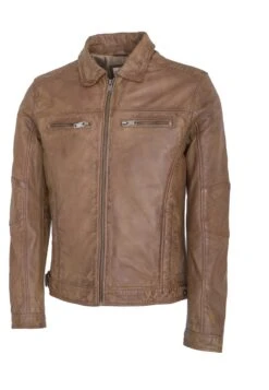 Lee Cooper Leather Jacket With Collar Shirt - 2 Split Side Pockets - - Leren Jas - Vintage Cognac -Herenkledingwinkel df1c6fa24f6d4fd883906b992410d21e