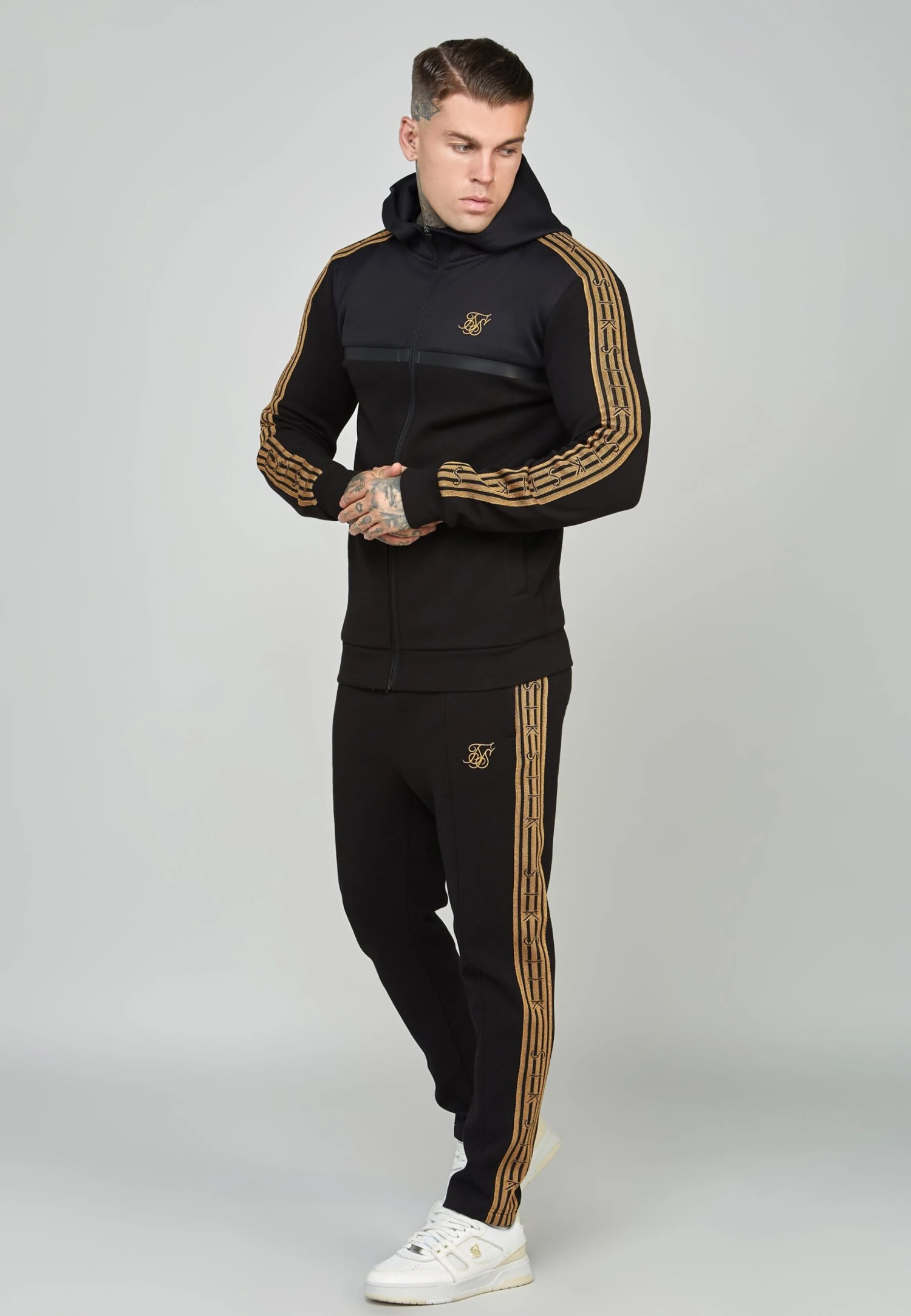 SikSilk Tape Zip Thru - Sweater Met Rits - Black 2 SikSilk Tape Zip Thru - Sweater Met Rits - Black - Afbeelding 2