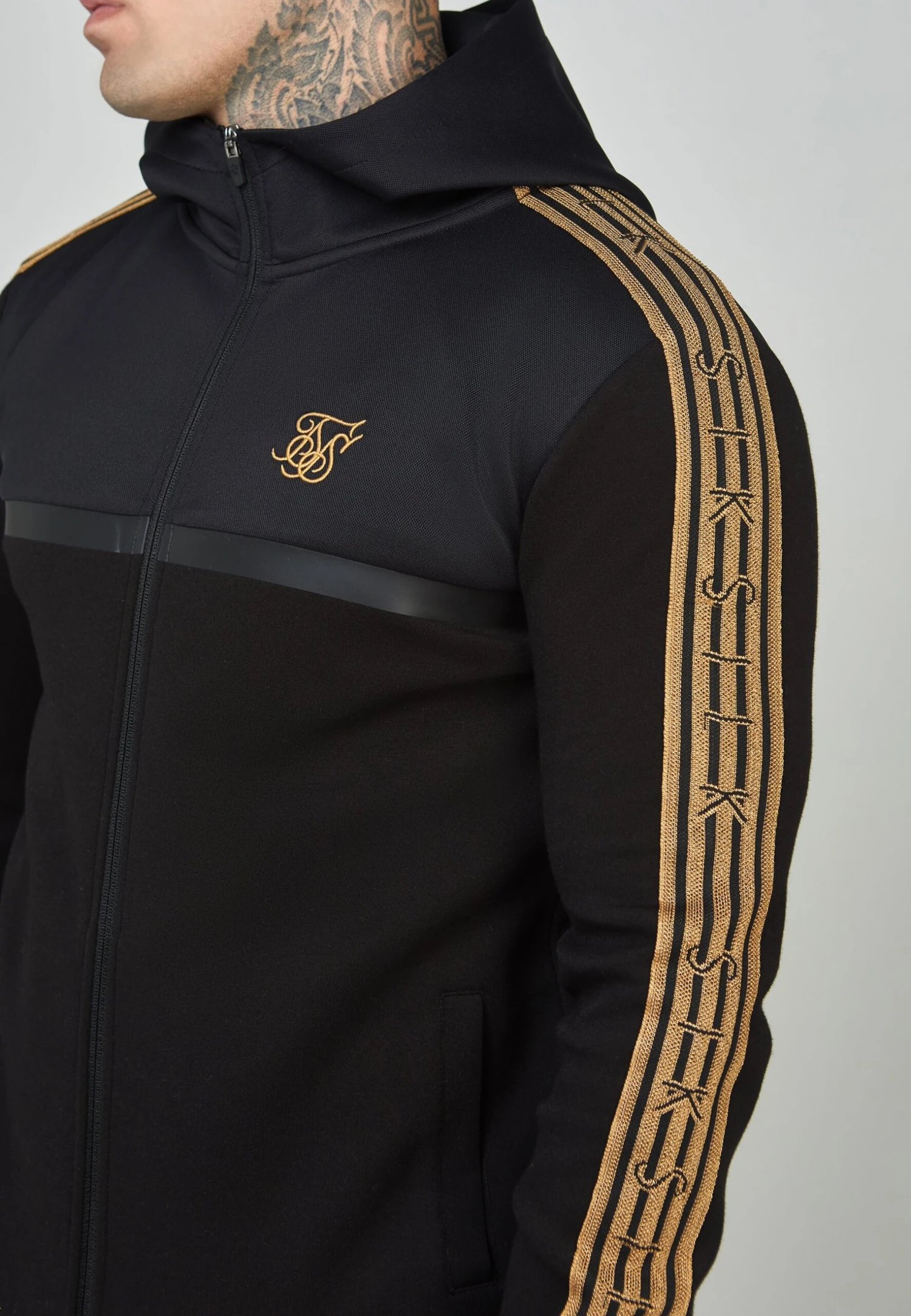 SikSilk Tape Zip Thru - Sweater Met Rits - Black 5 SikSilk Tape Zip Thru - Sweater Met Rits - Black - Afbeelding 5
